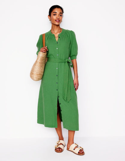 Ada Double Cloth Midi Dress-Paradise Green-4