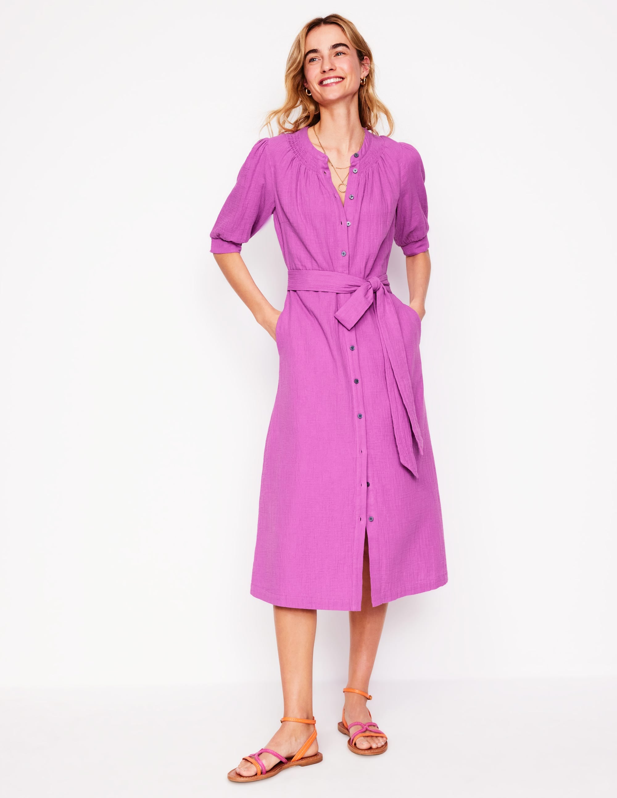 Ada Double Cloth Midi Dress-Foxglove Purple - Image 1