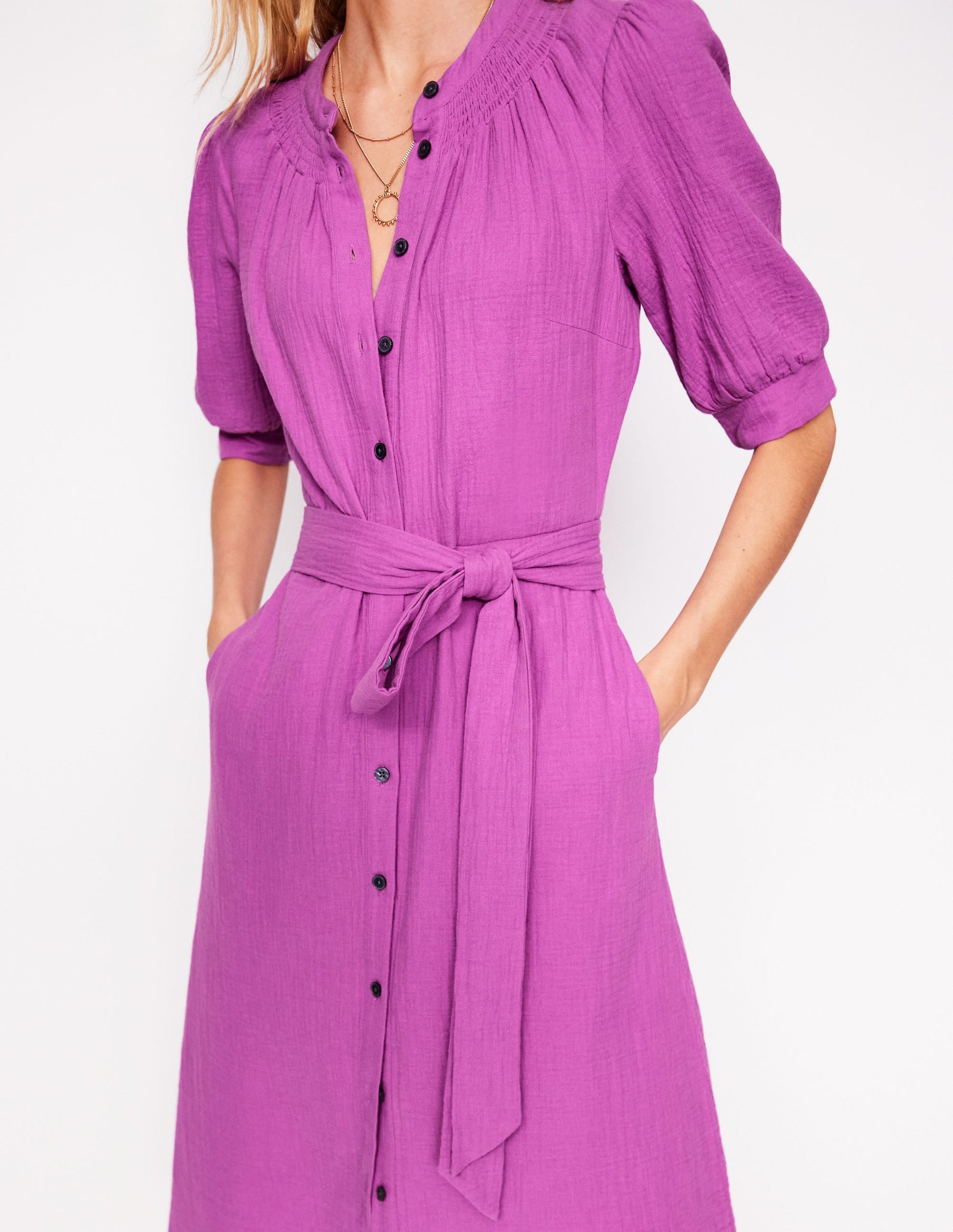 Ada Double Cloth Midi Dress-Foxglove Purple-2
