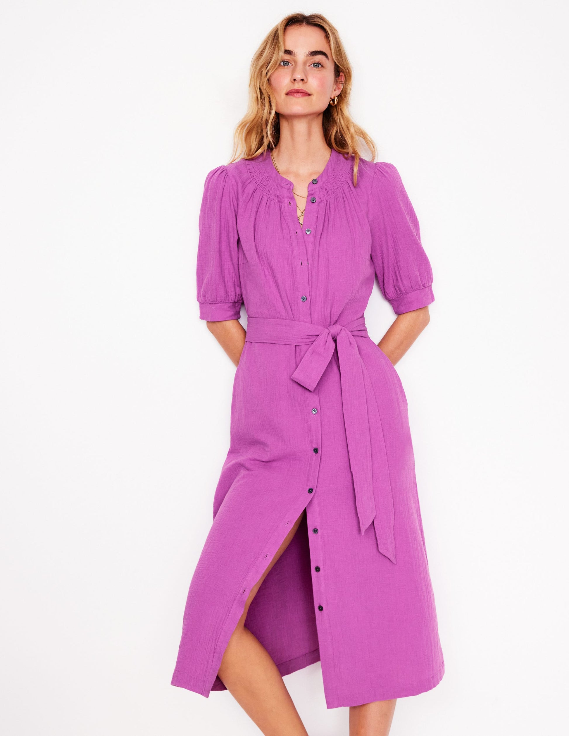 Ada Double Cloth Midi Dress-Foxglove Purple-4