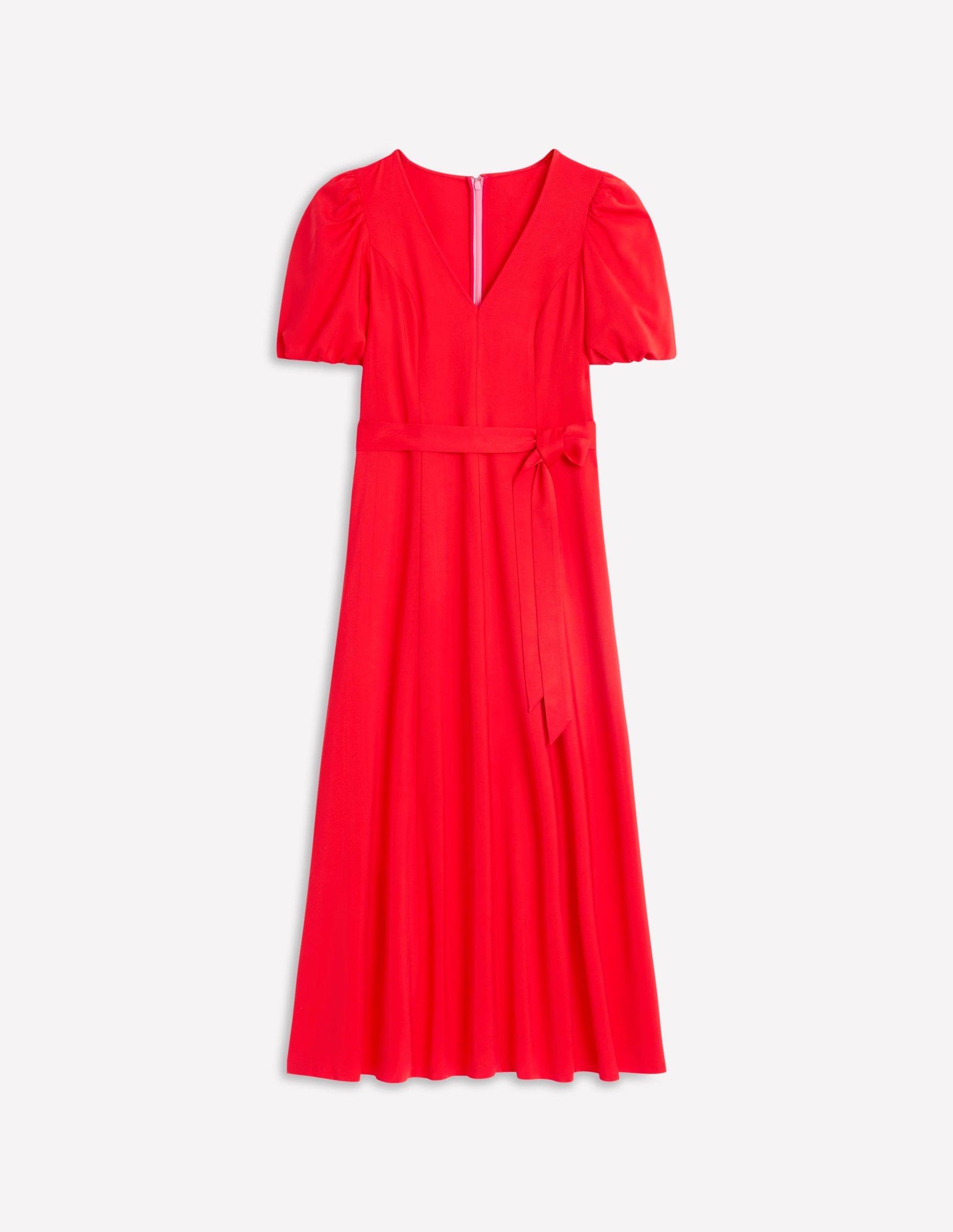 Volume Sleeve Midi Dress-Poppy Red | Boden USA Volume Sleeve Midi Dress-Poppy Red | Boden USA