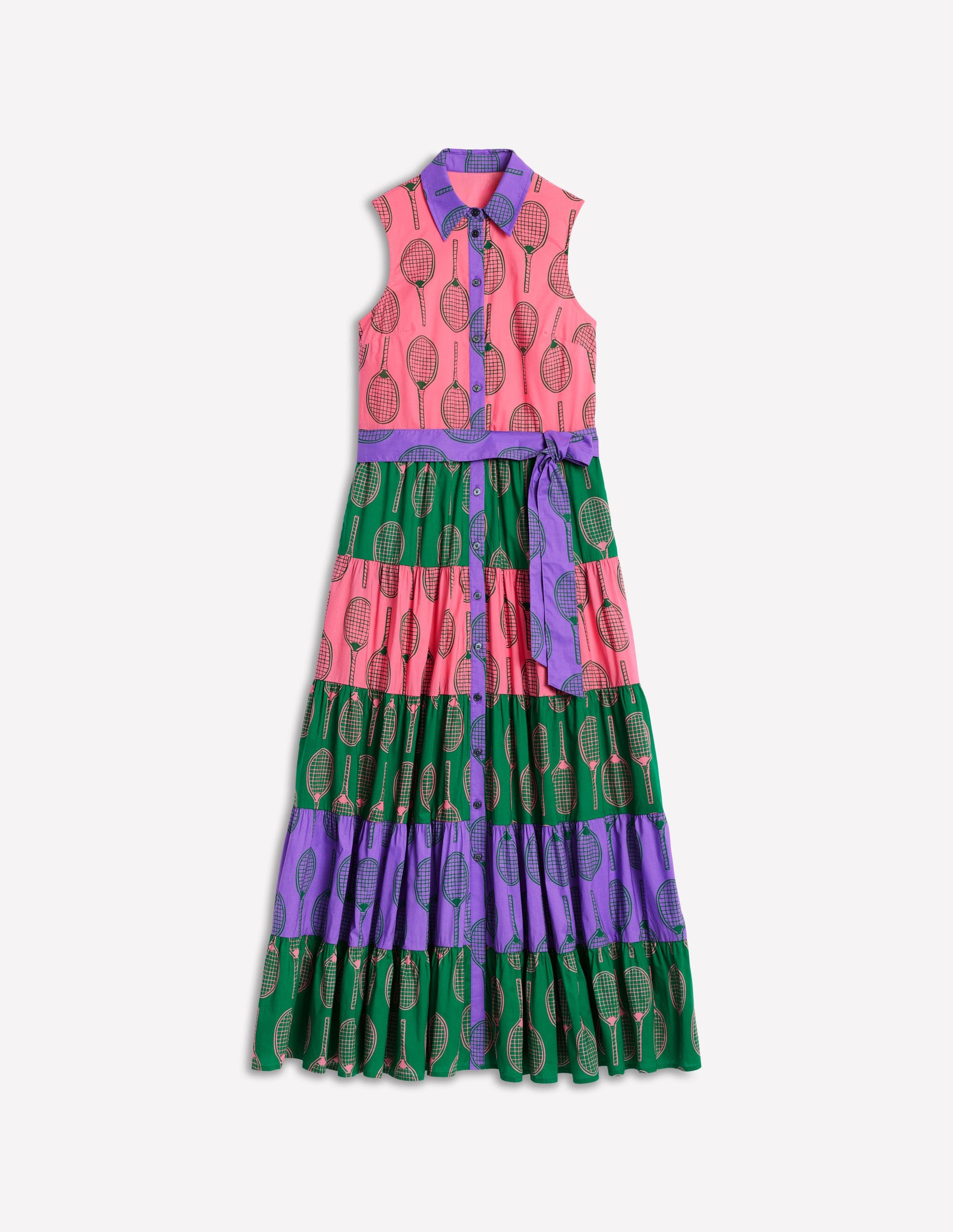 Multi Tiered Shirt Dress-Multi, Tennis-5