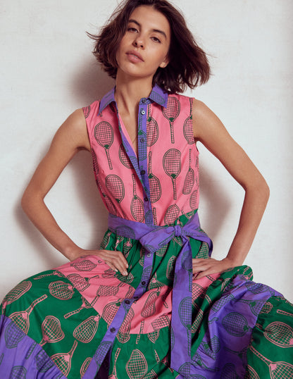 Multi Tiered Shirt Dress-Multi, Tennis-1