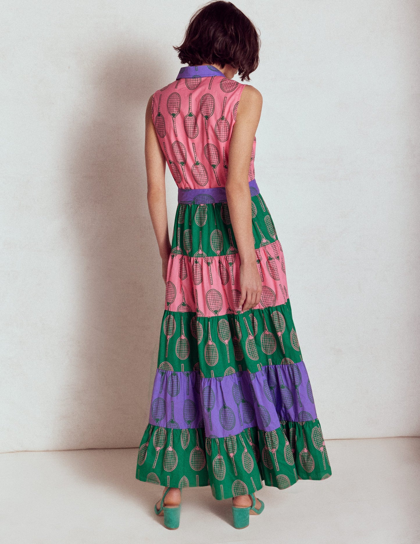 Multi Tiered Shirt Dress-Multi, Tennis