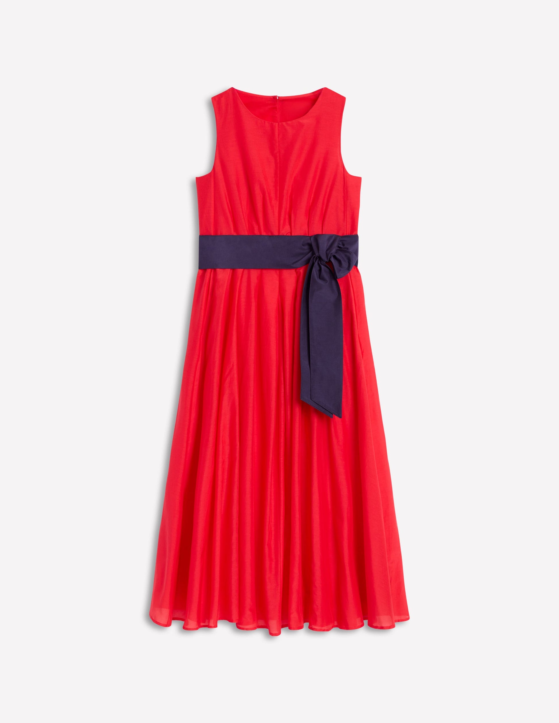Pleated Sleeveless Dress-Poppy Red-6