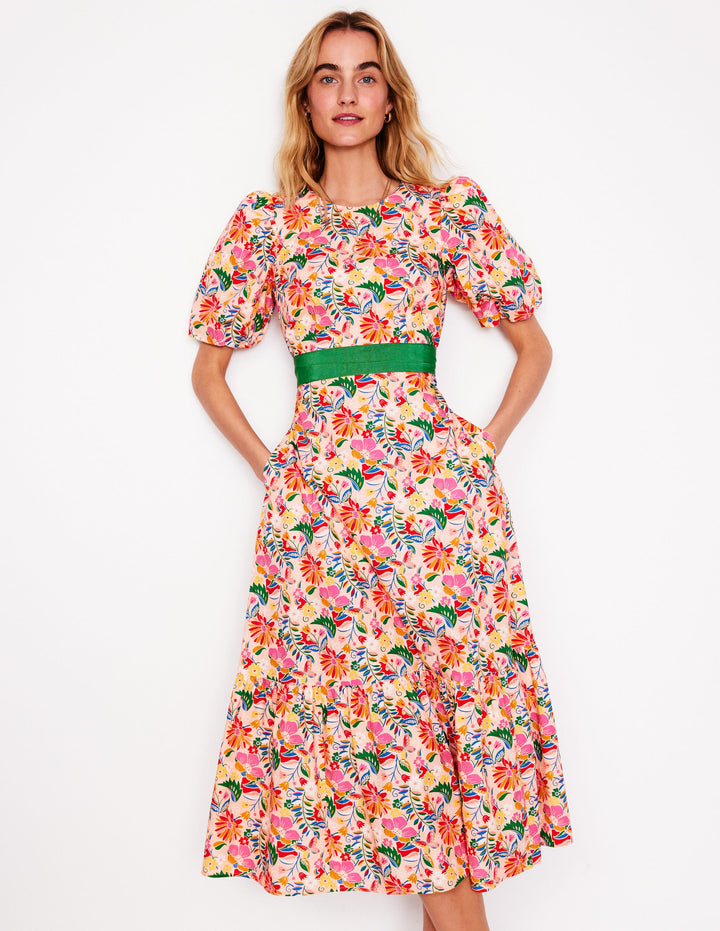 Grosgrain Waist Dress-Multi, Wildflower Trail