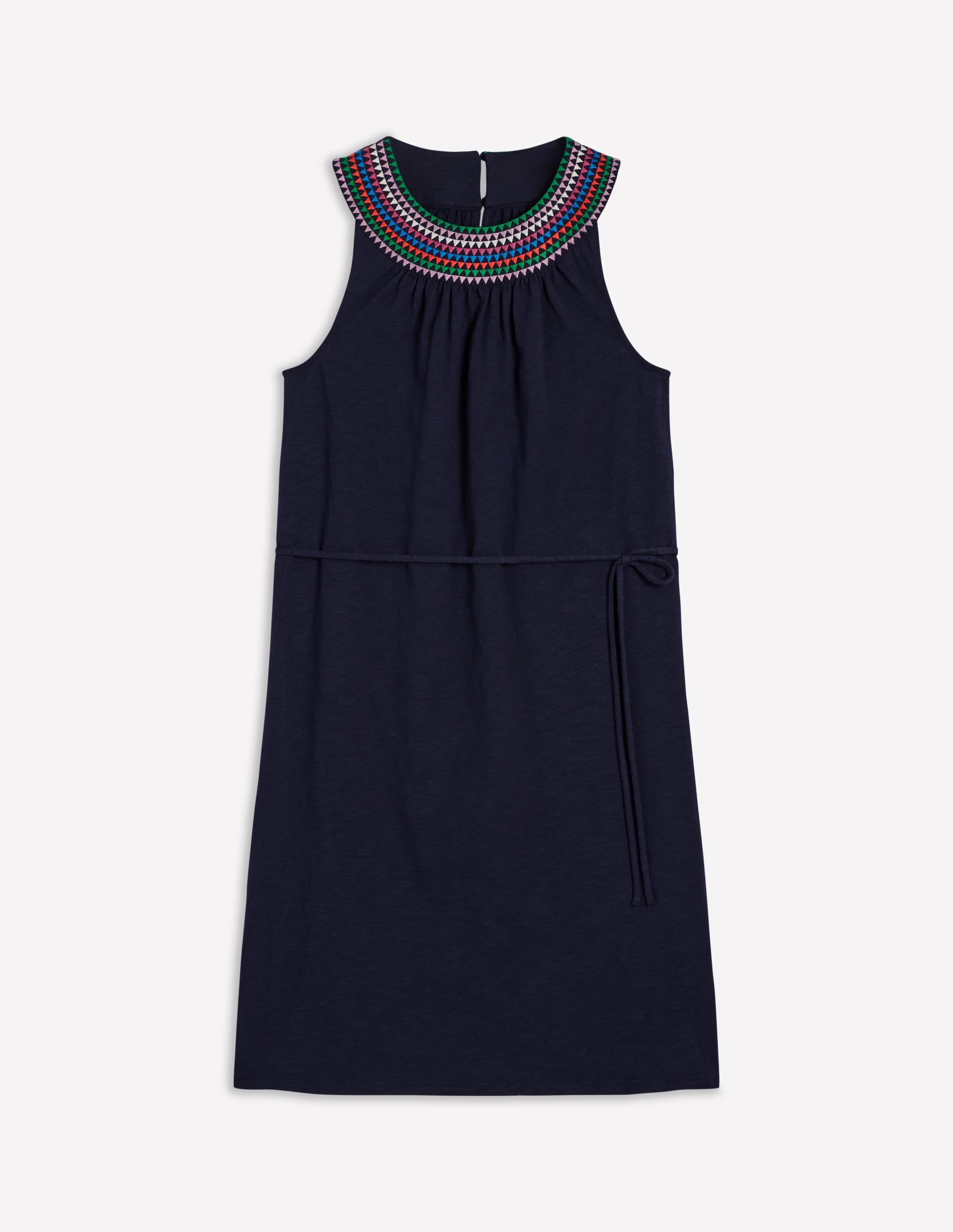 Eleni Embroidered Short Dress-Navy - Image 6