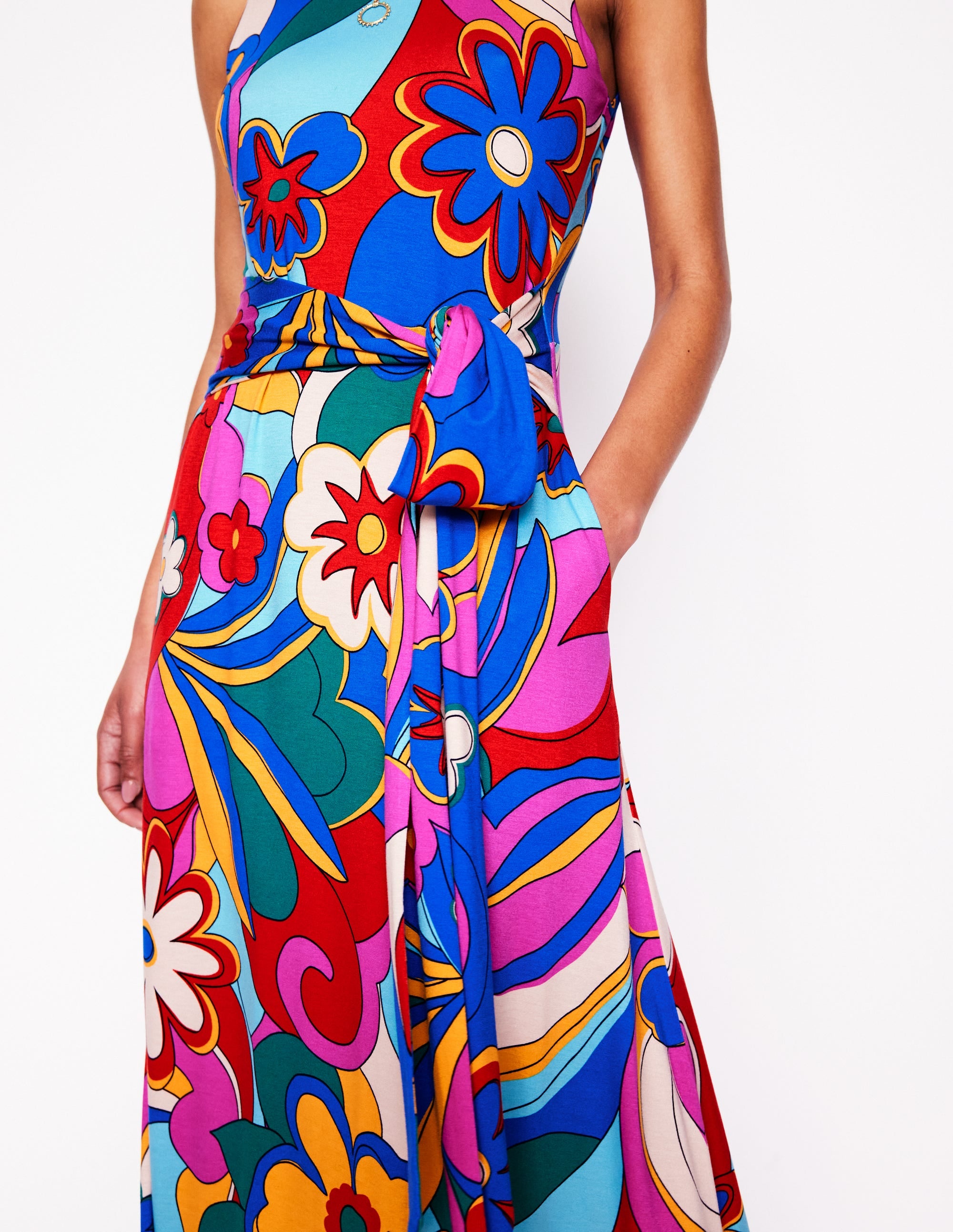 Grown On Tie Trapeze Dress-Multi, Blossomy Pop - Image 3