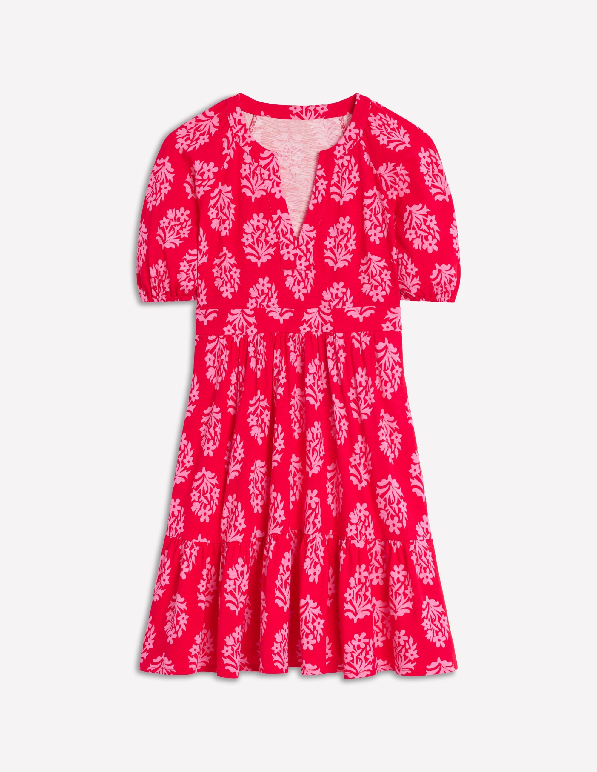 Piper Short Jersey Dress-Poppy Red, Posy Stamp - Image 5