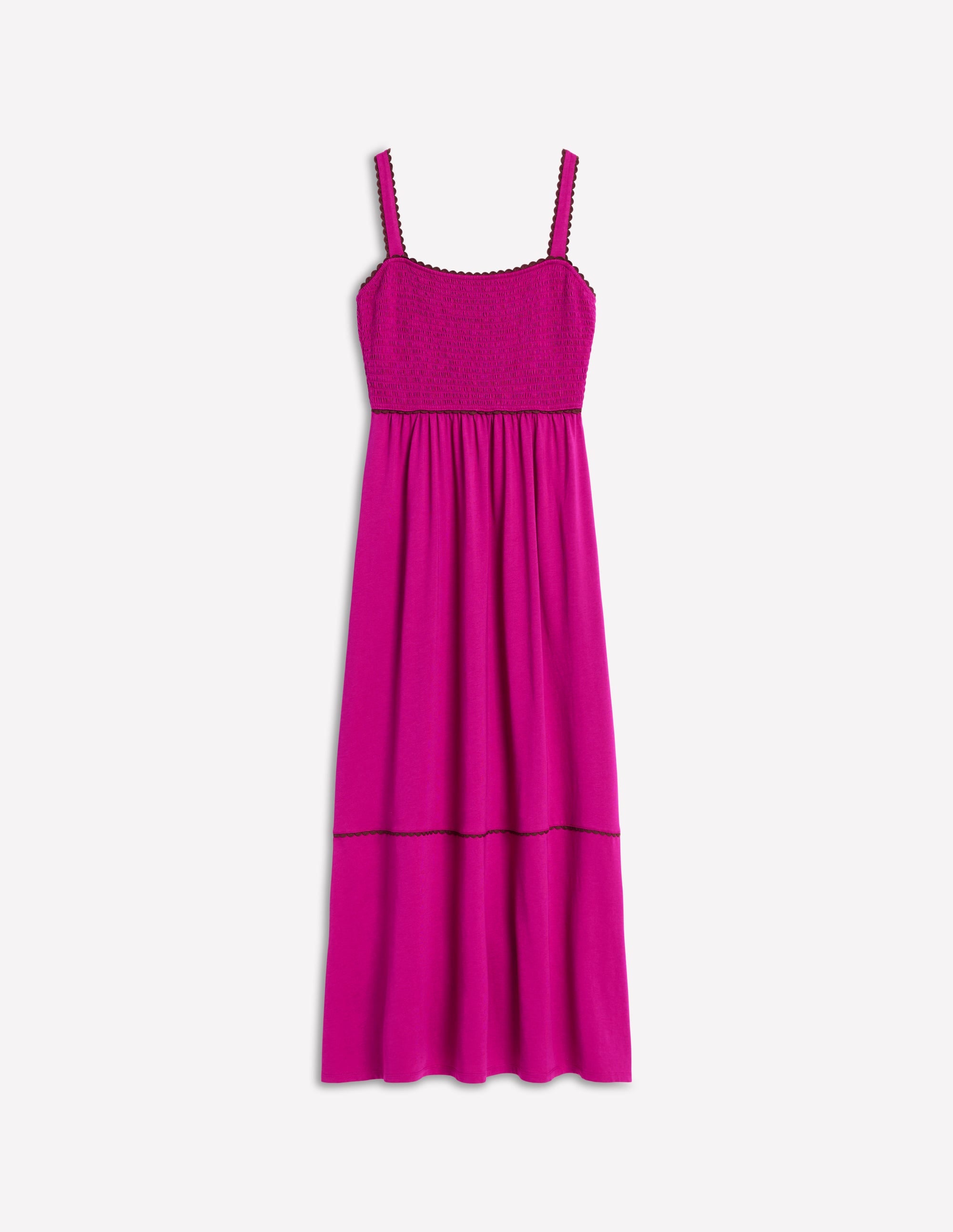 Smocked Trim Maxi Dress-Fuchsia - Image 5