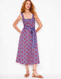 Square Neck Seam Midi Dress-Multi, Botanic Blush