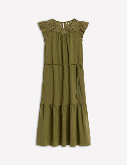 Juliet Broderie Midi Dress-Woodland Green-11
