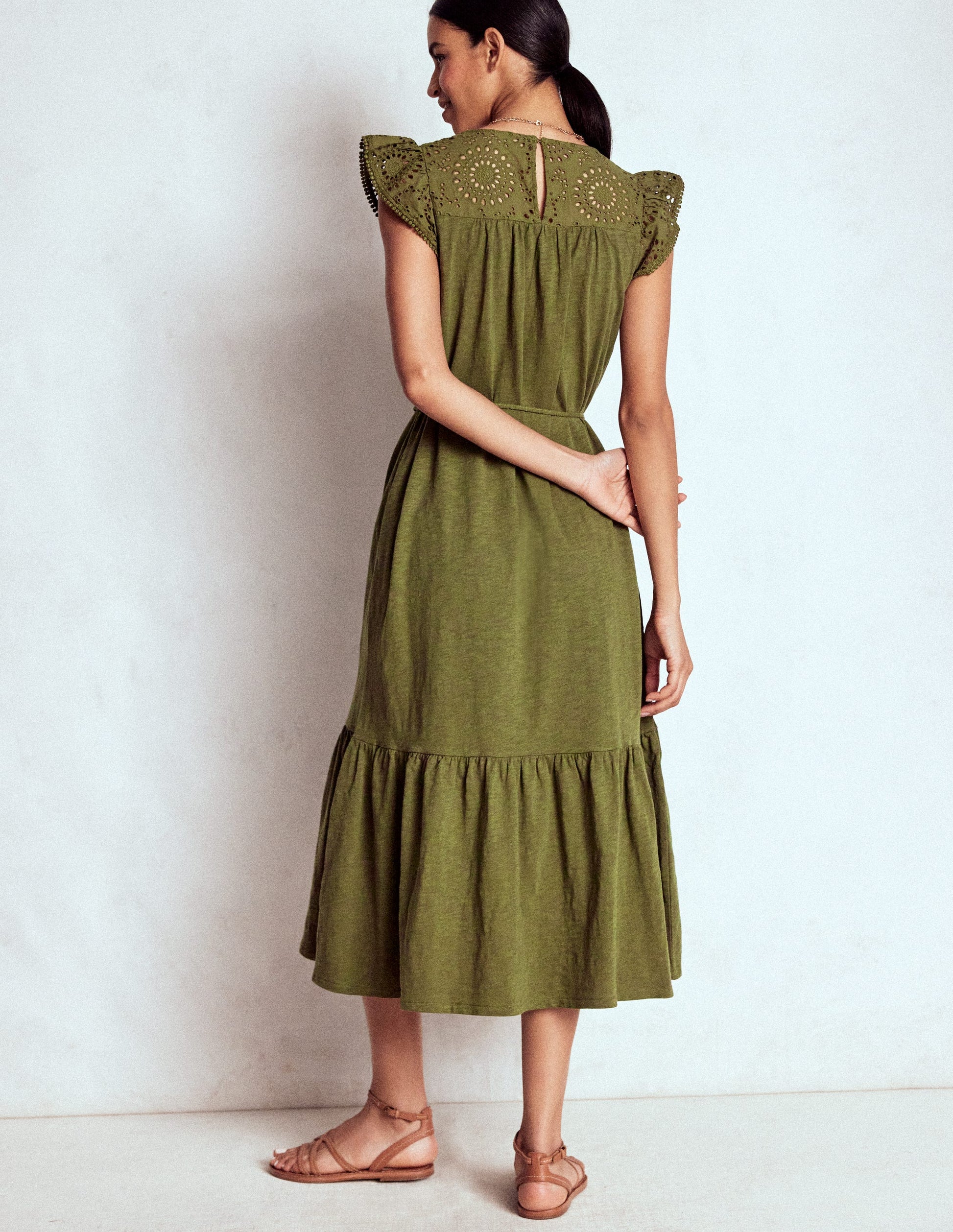 Juliet Broderie Midi Dress-Woodland Green-8