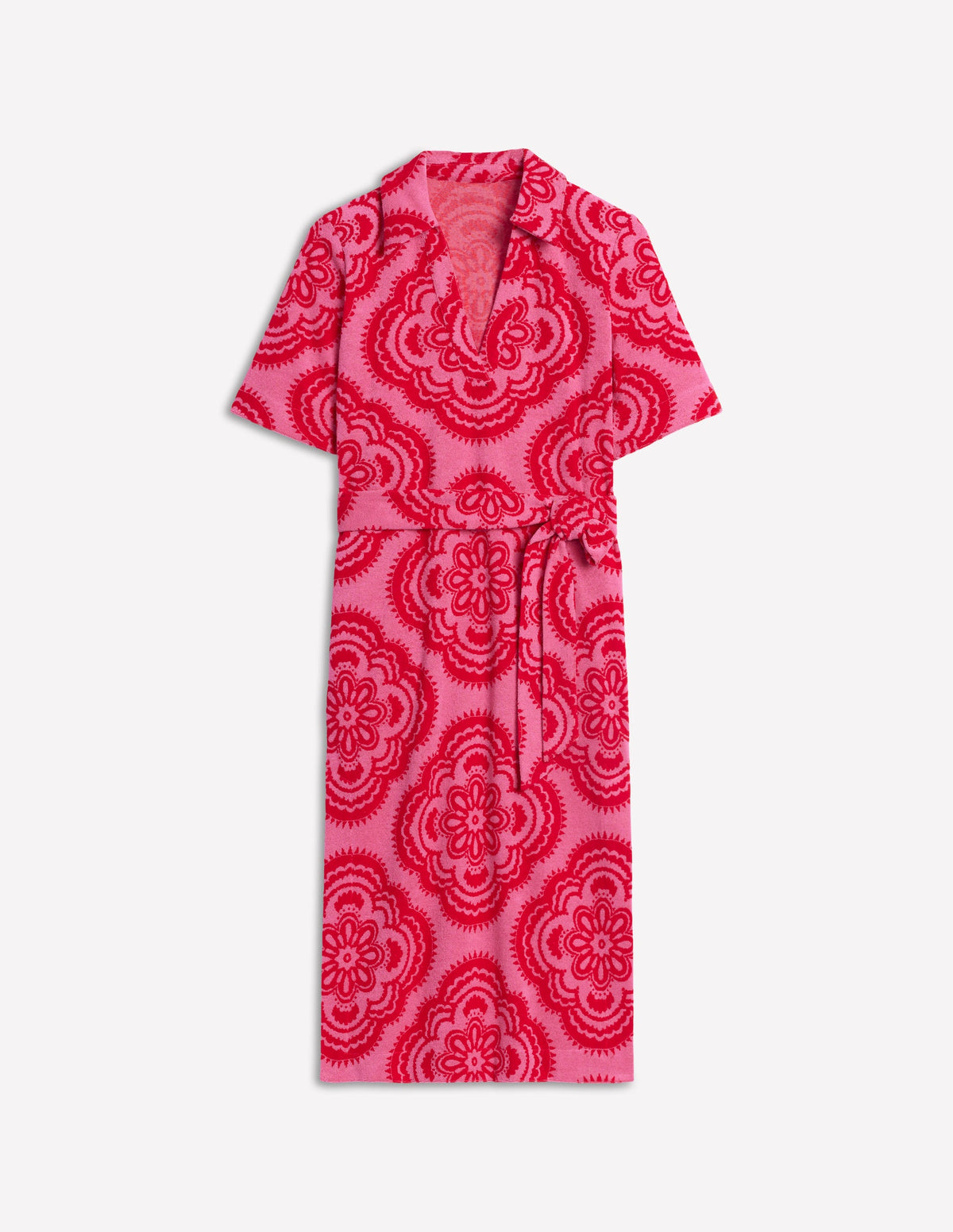 Collared Notch Towel Dress-Pink Rose, Botanic Blush - Image 5