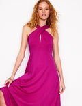 Cross Front Ponte Dress-Fuchsia