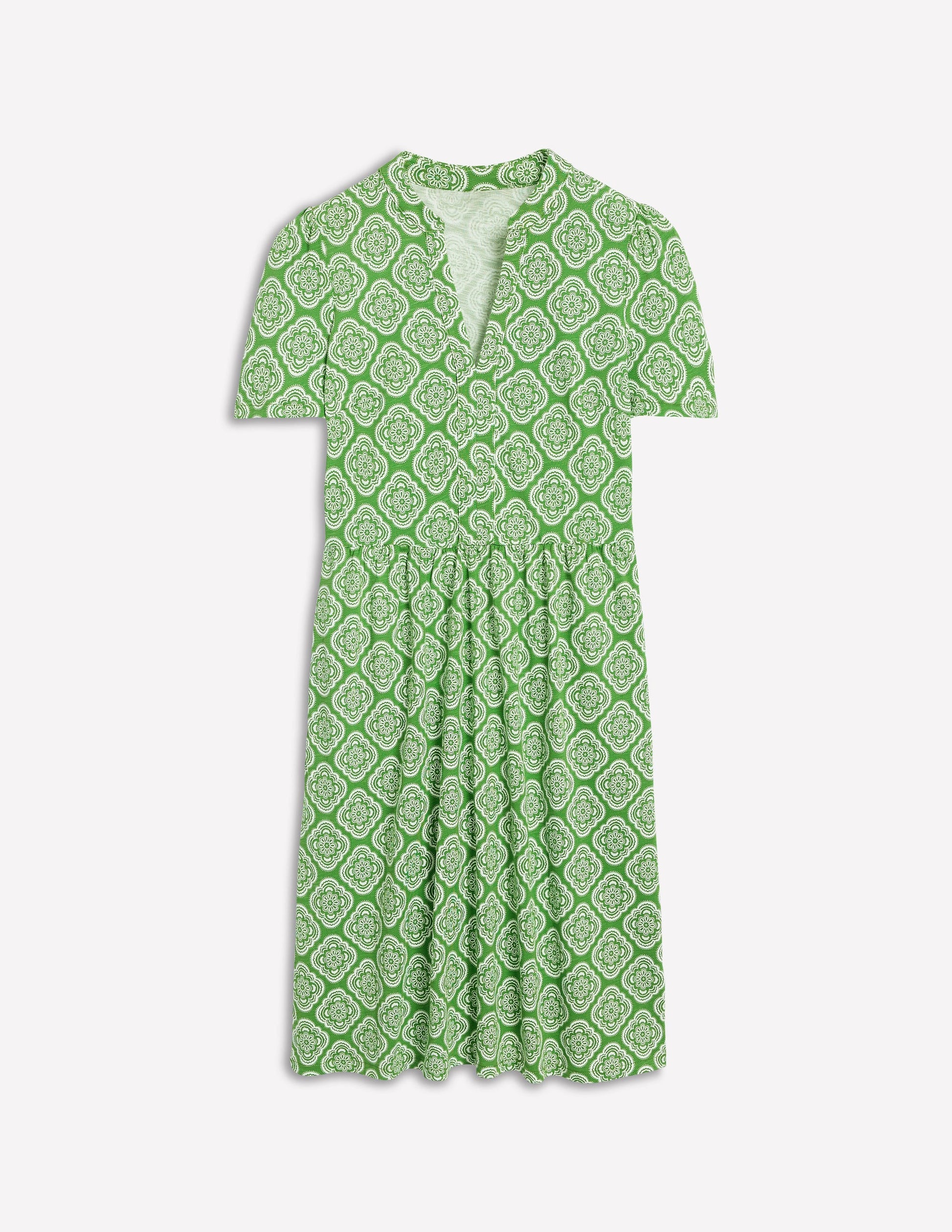 Naomi Short Sleeve Dress-Paradise Green, Botanic Blush | Boden USA Naomi Short Sleeve Dress-Paradise Green, Botanic Blush | Boden USA