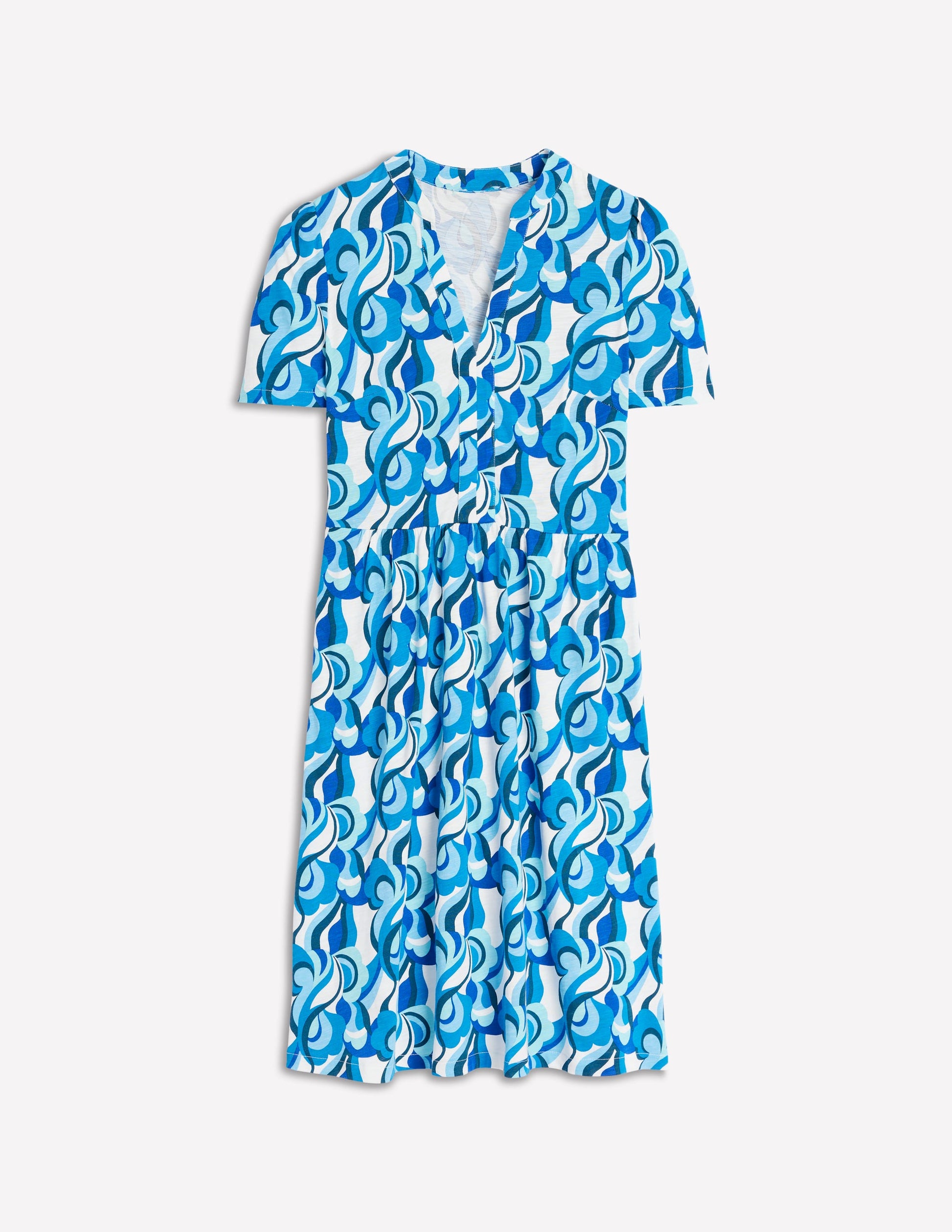 Naomi Short Jersey Dress-Blue, Abstract Swirl | Boden USA Naomi Short Jersey Dress-Blue, Abstract Swirl | Boden USA