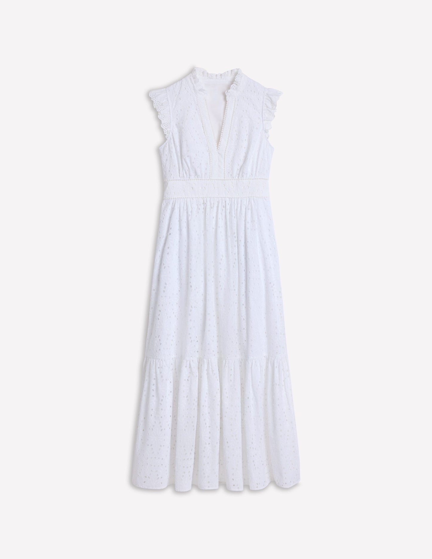 Wren Broderie Midi Dress-Ivory, Broderie