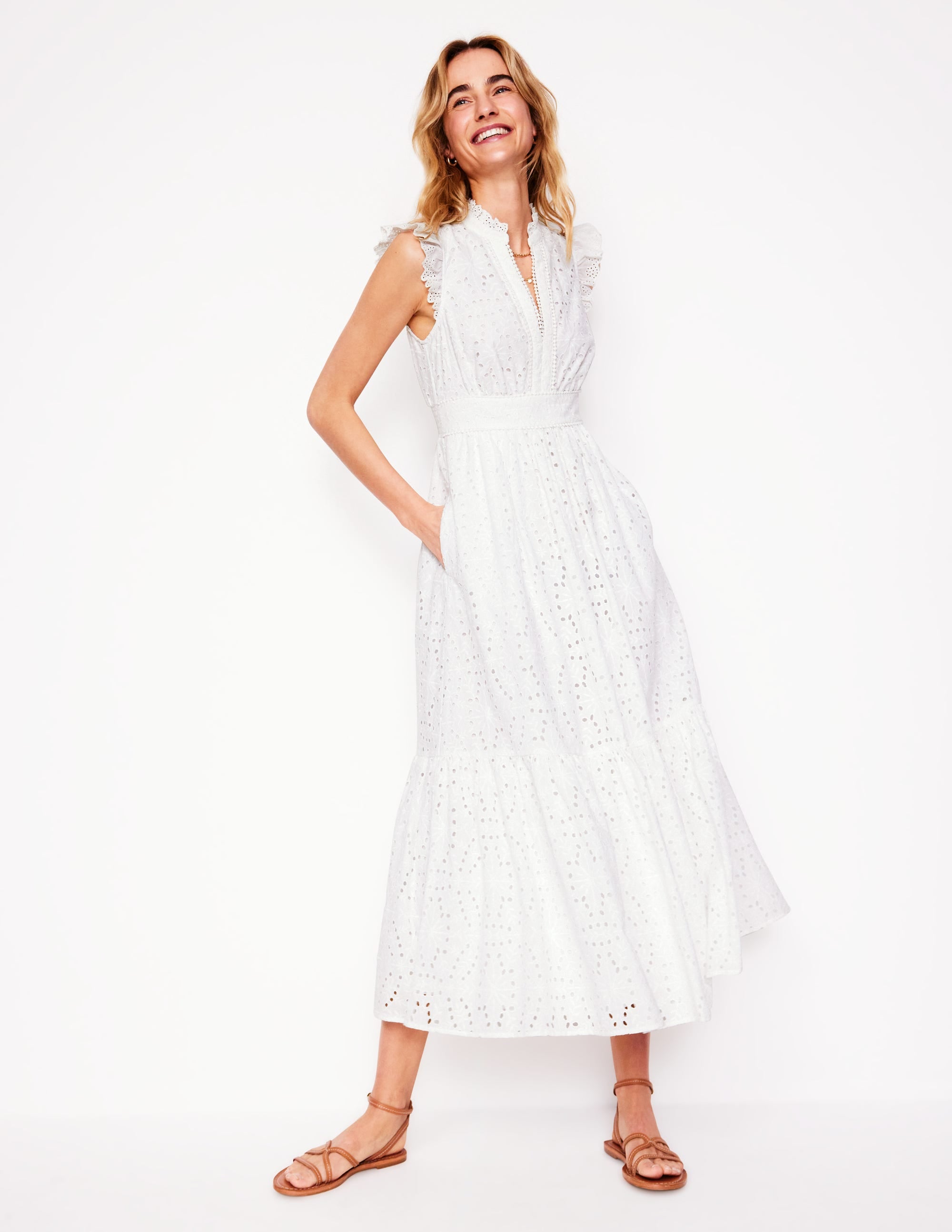 Wren Broderie Midi Dress-Ivory, Broderie | Boden USA Wren Broderie Midi Dress-Ivory, Broderie | Boden USA