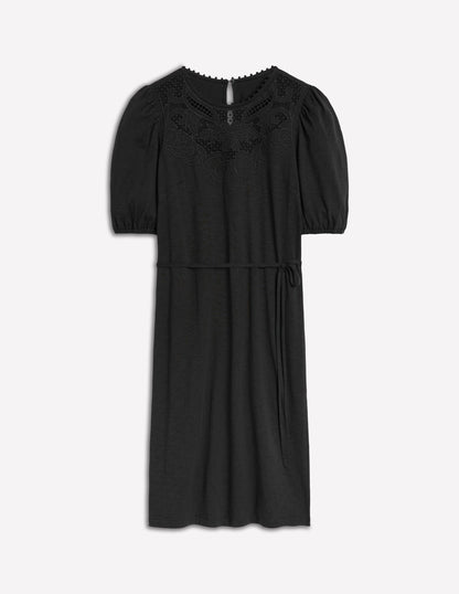 Cutwork Detail Short Dress-Black-5