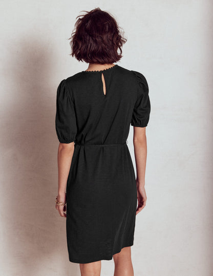 Cutwork Detail Short Dress-Black-3