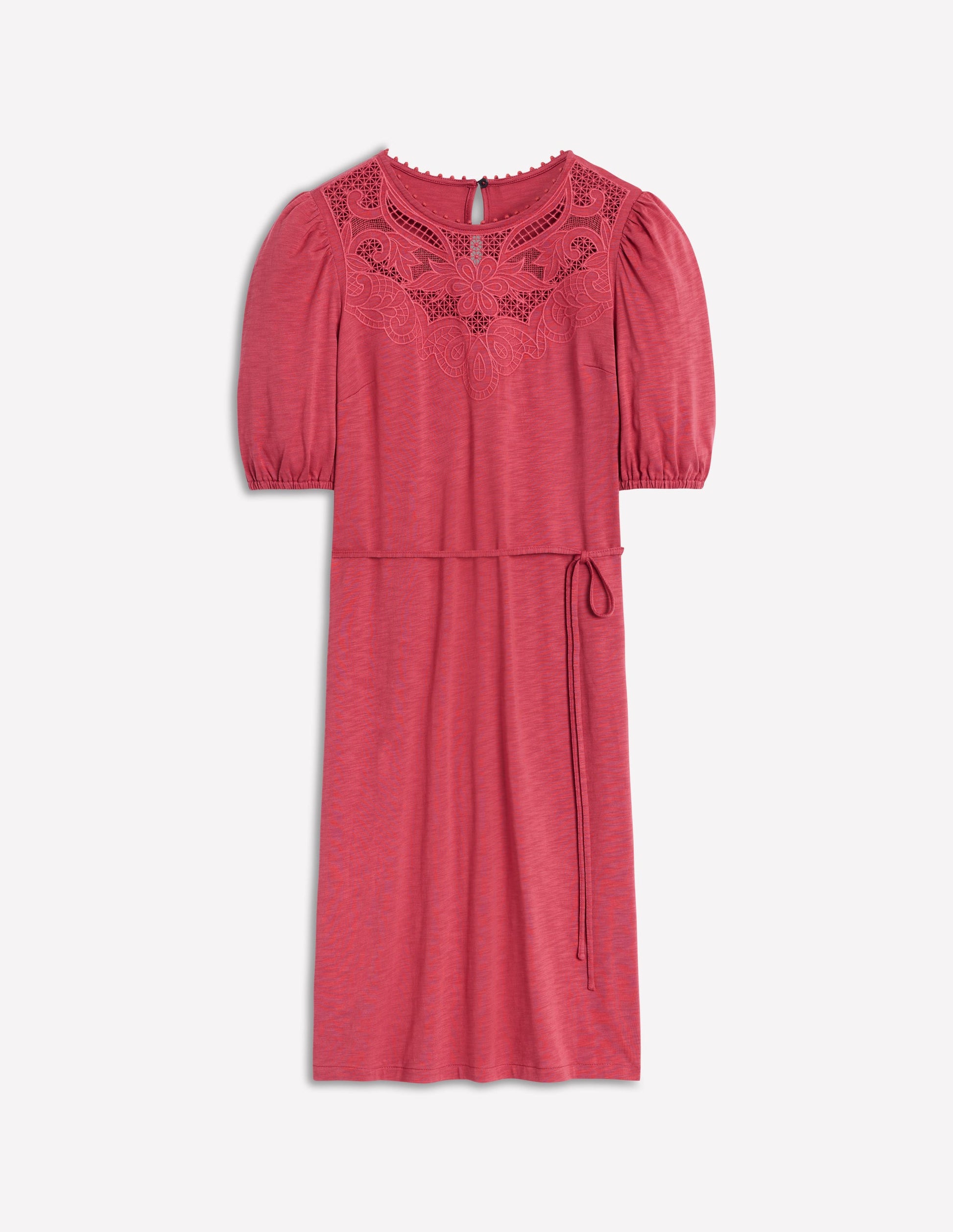 Cutwork Detail Short Dress-Terracotta-5