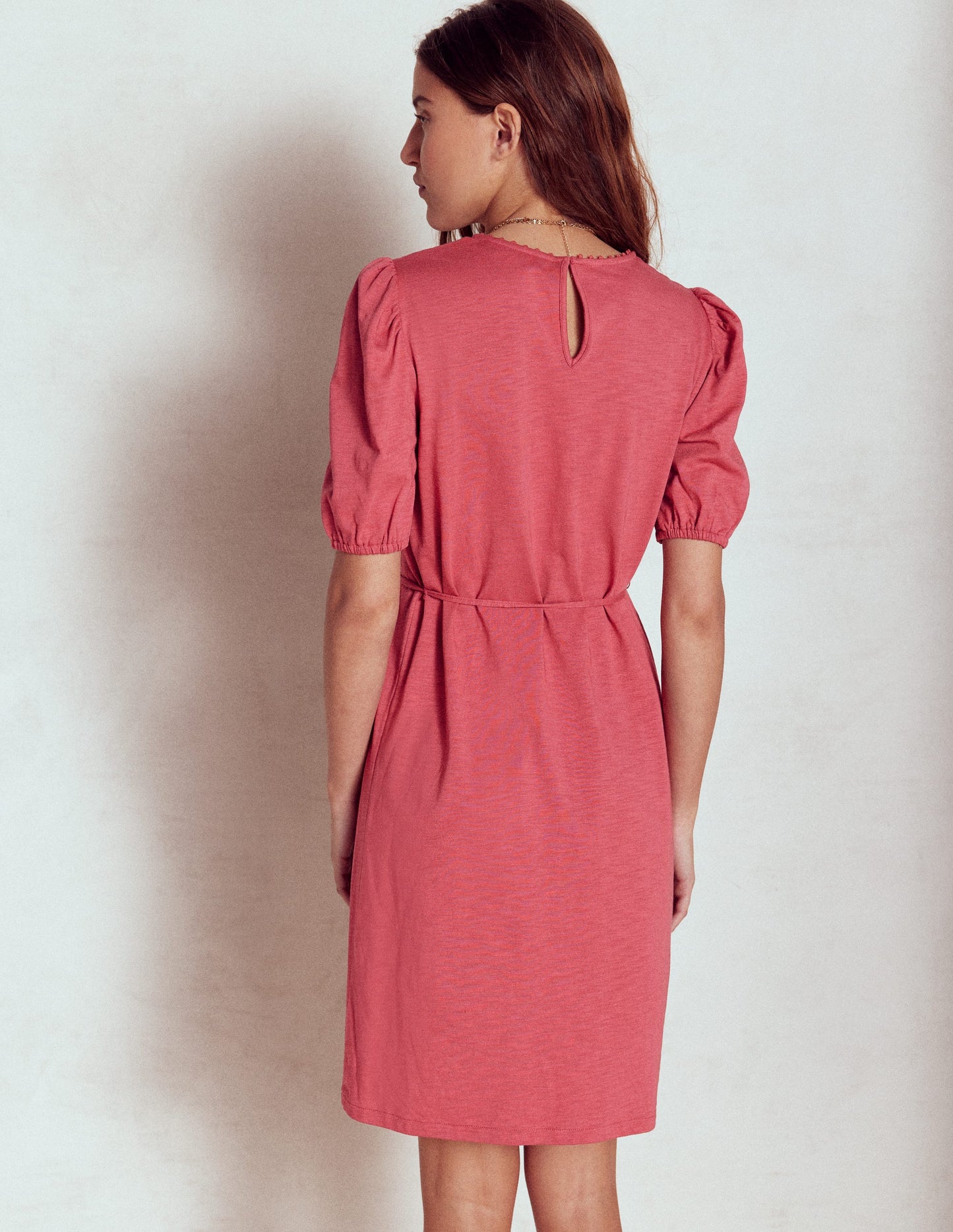 Cutwork Detail Short Dress-Terracotta