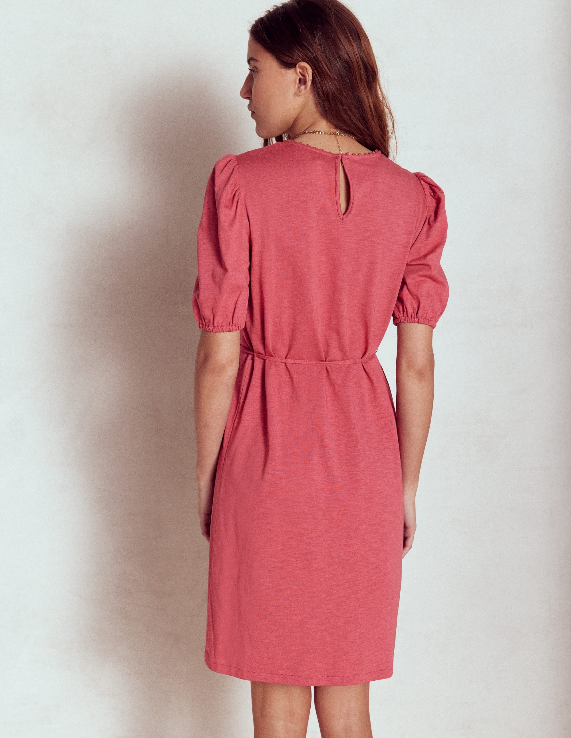 Cutwork Detail Short Dress-Terracotta - Image 3