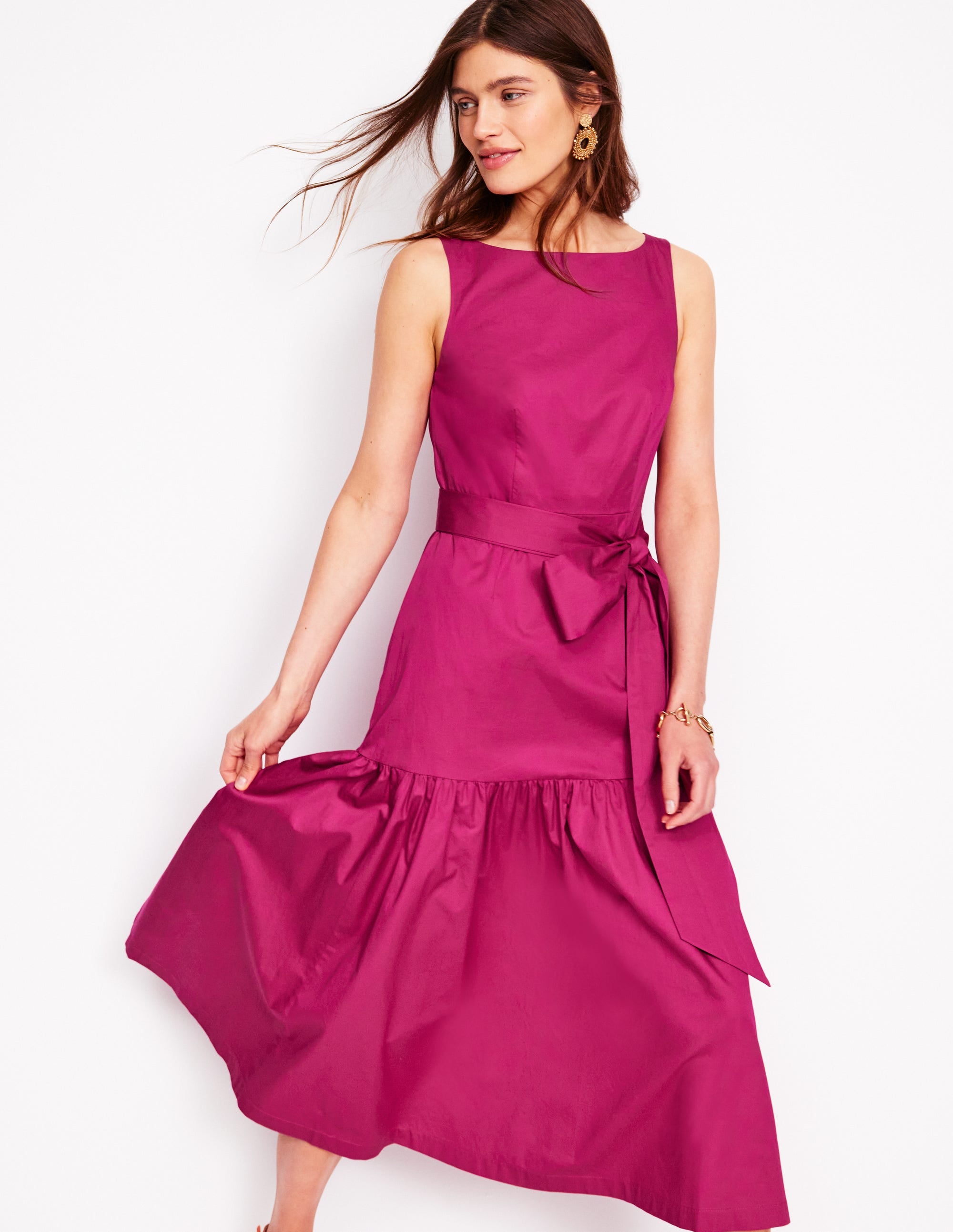 Deep Tier Fit & Flare Dress-Cherry Jam - Image 1