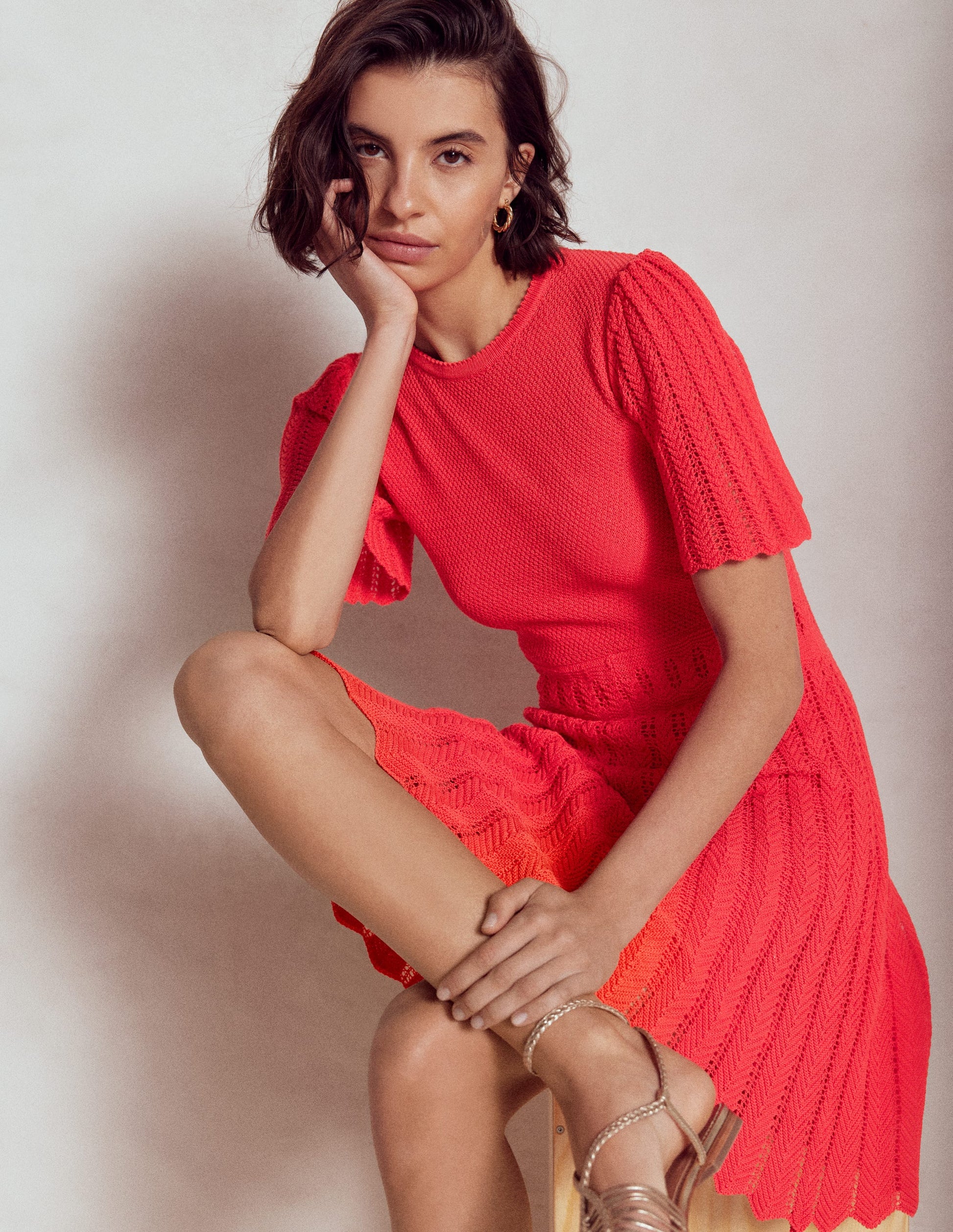 Cotton Stitch Crew Dress-Bittersweet-2