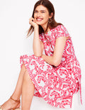 Imo Cotton Godet Short Dress-lvory, Vine Silhouette