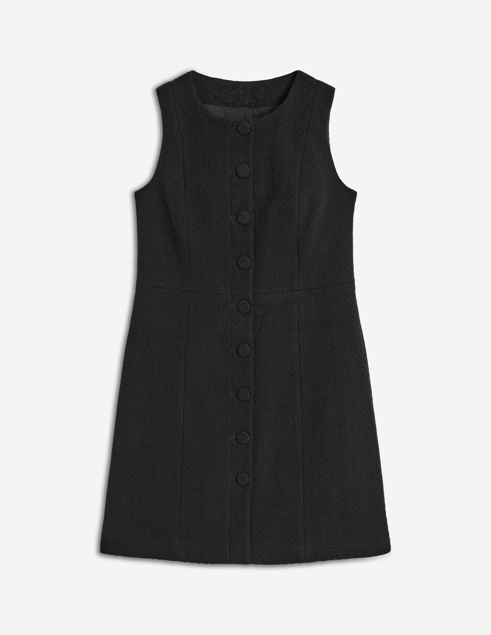 Cotton Texture Shift Dress-Black-5