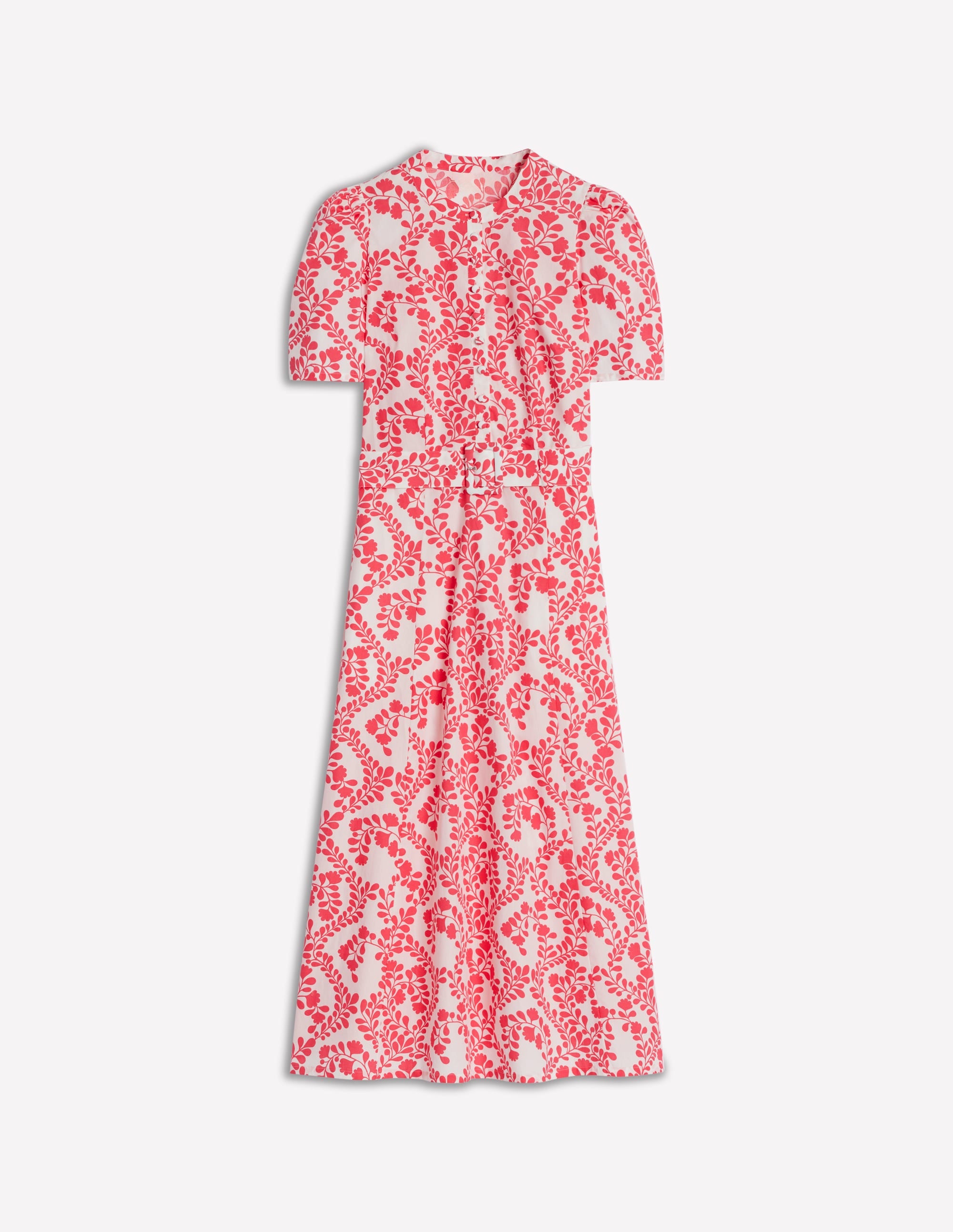 Kate Puff Sleeve Belted Dress-lvory, Vine Silhouette - Image 5