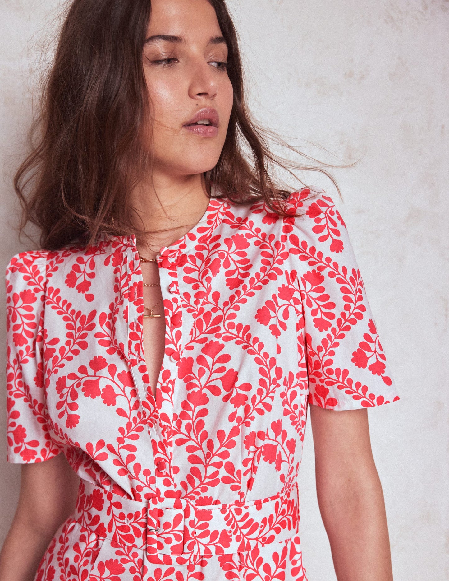 Kate Puff Sleeve Belted Dress-lvory, Vine Silhouette