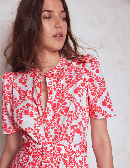 Kate Puff Sleeve Belted Dress-lvory, Vine Silhouette-2