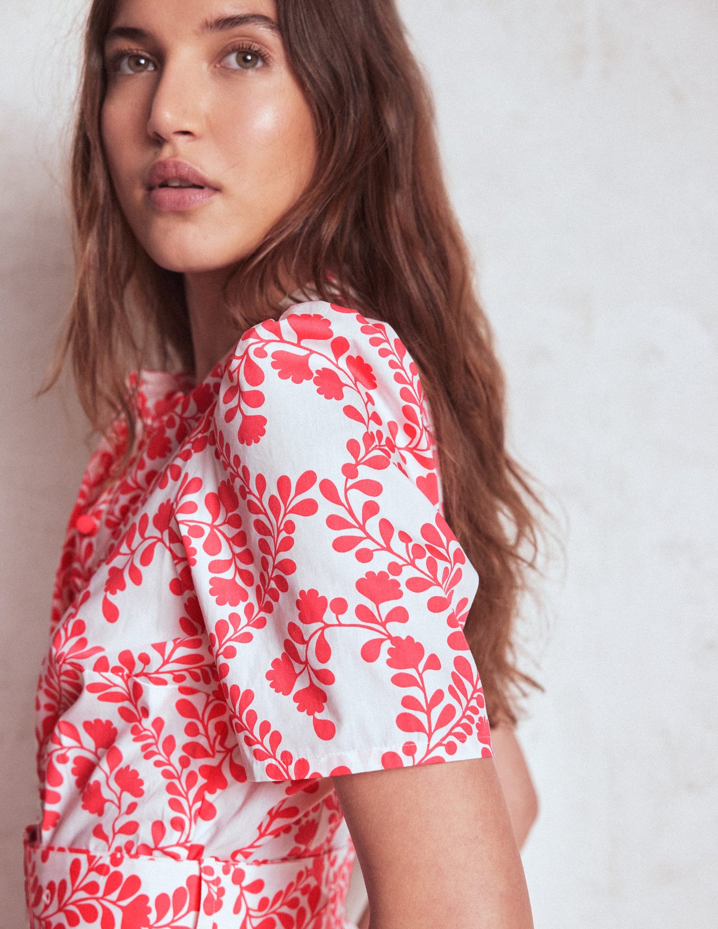 Kate Puff Sleeve Belted Dress-lvory, Vine Silhouette