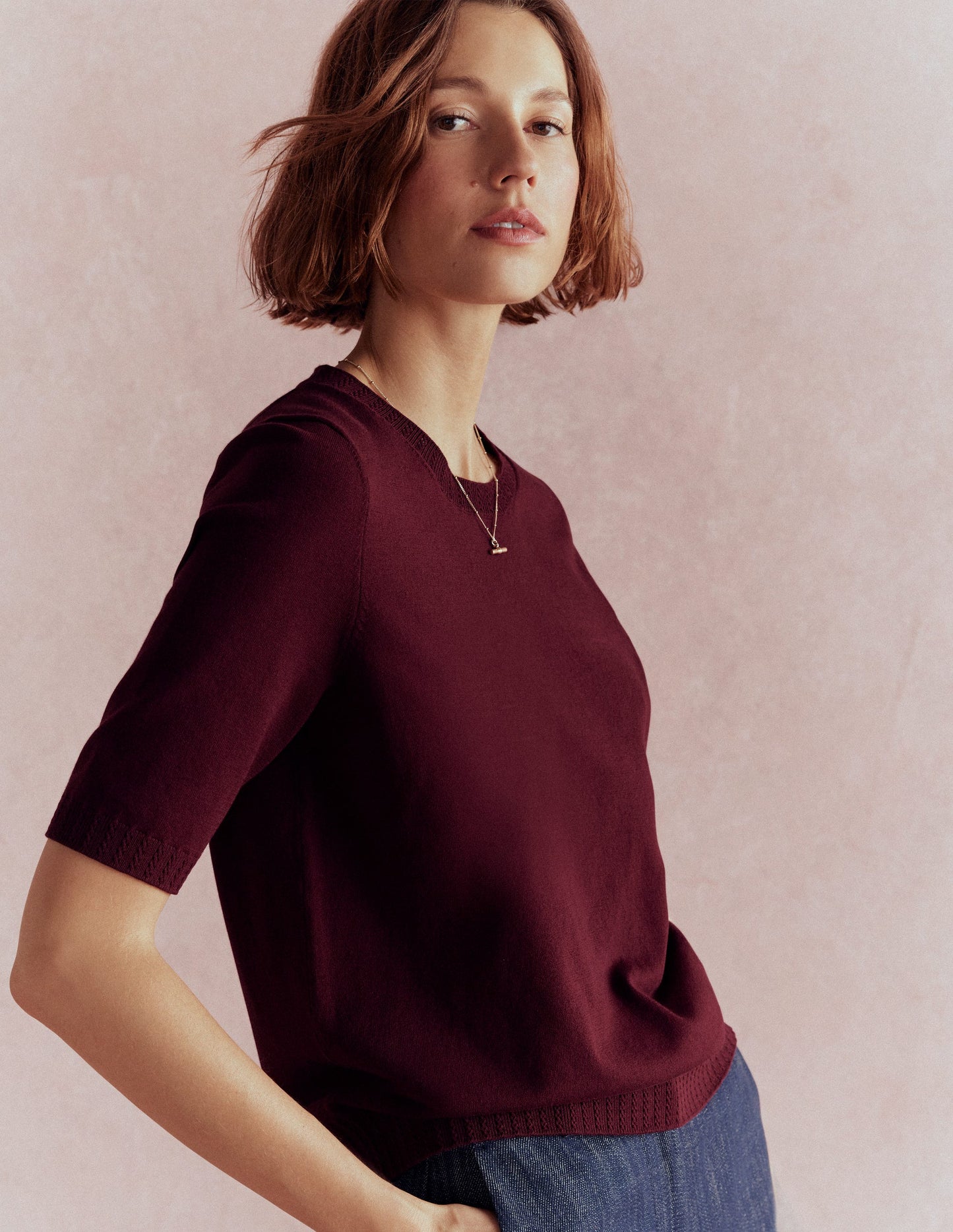 Emilia Cotton Crew T-shirt-Deep Wisteria