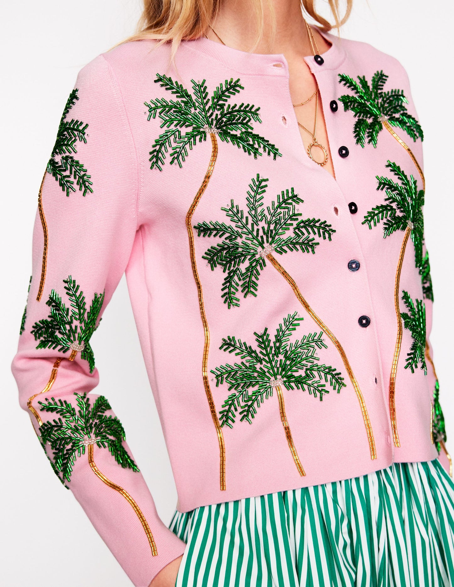 Embellished  Cardigan-Soft Pink