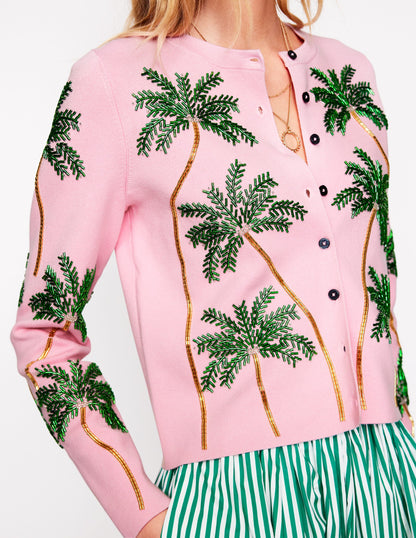 Embellished  Cardigan-Soft Pink-2