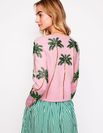 Embellished  Cardigan-Soft Pink-3