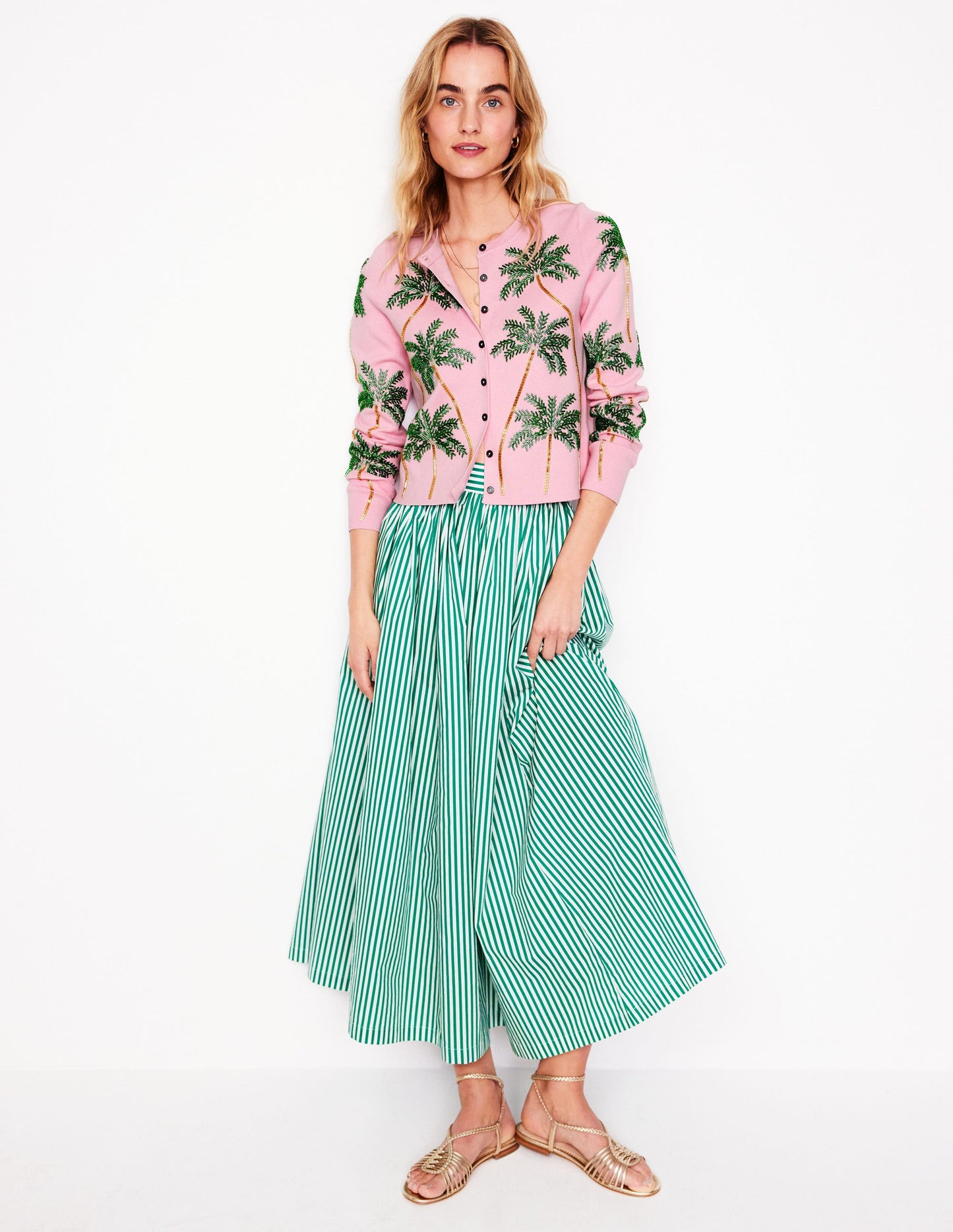 Embellished  Cardigan-Soft Pink