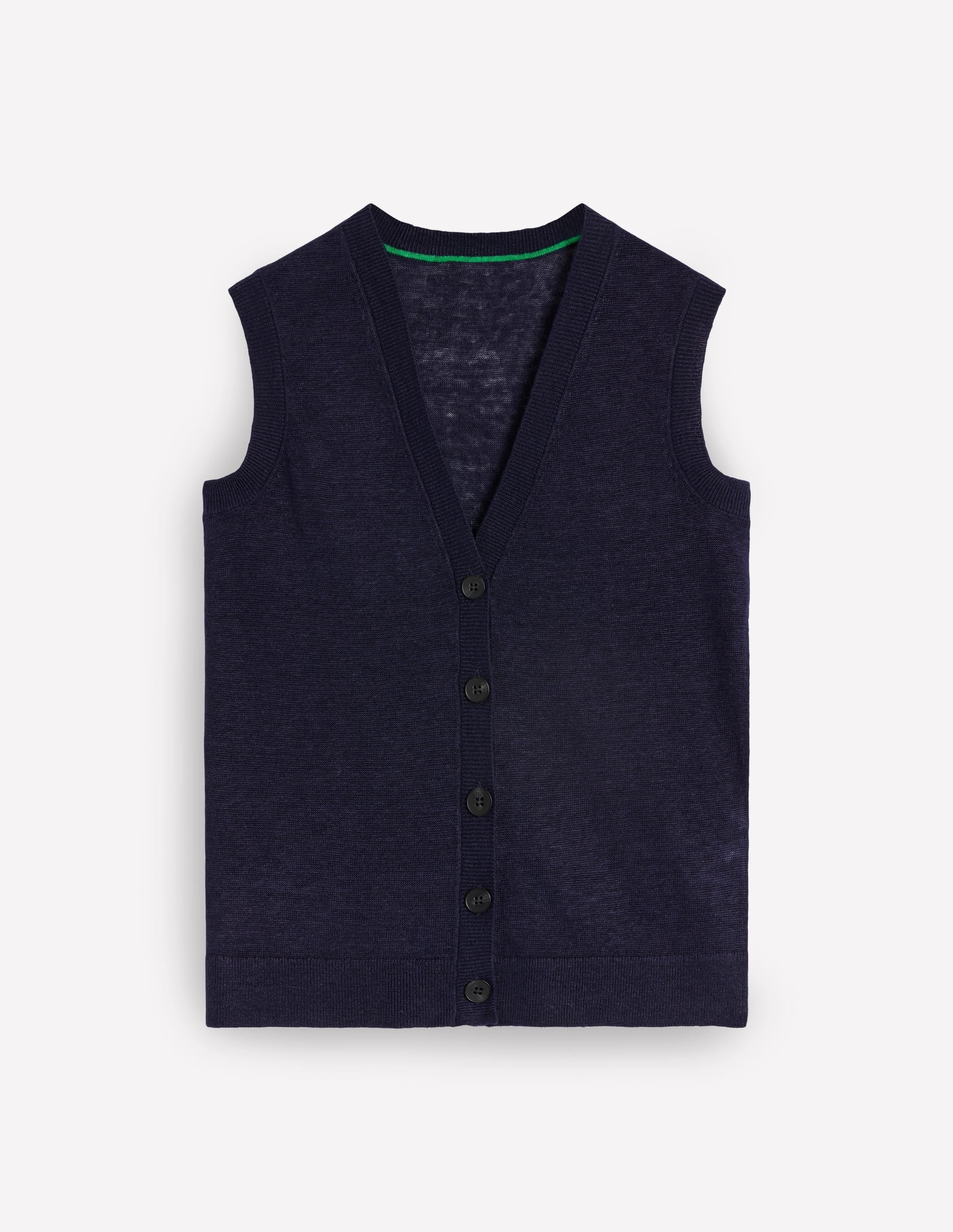 V-Neck Linen Waistcoat-Navy - Image 5