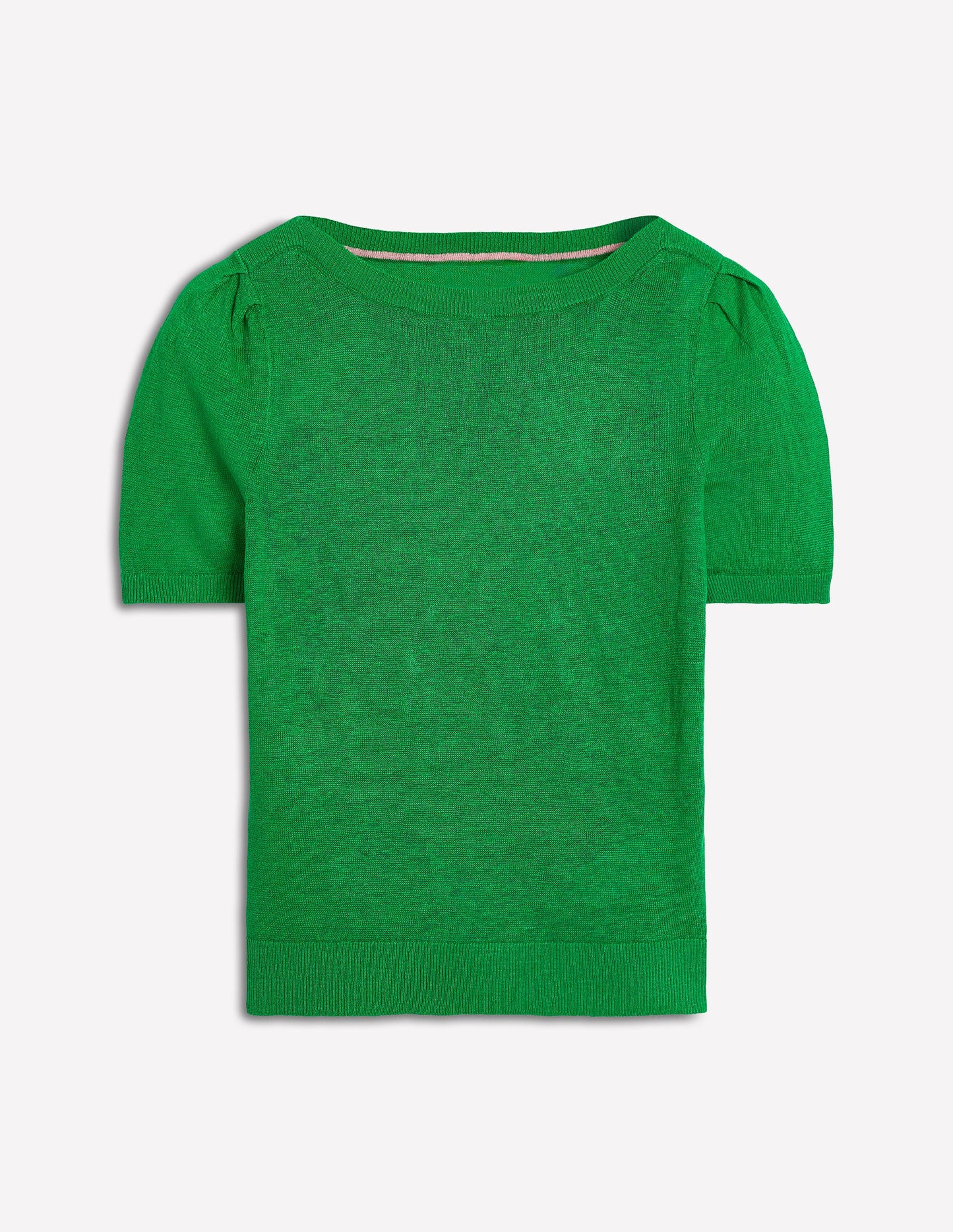 Liv Boat Neck Linen T-Shirt-Sapling Green