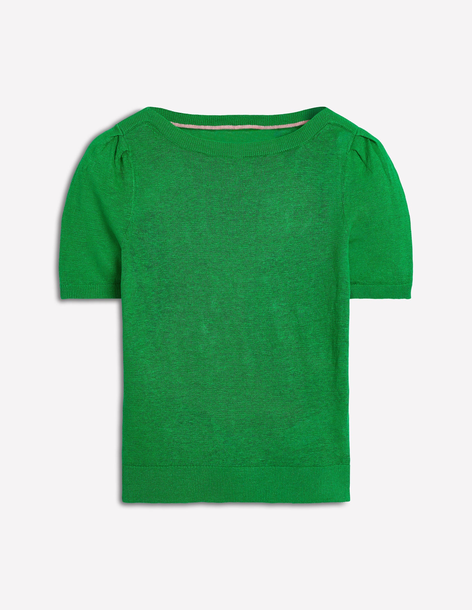 Liv Boat Neck Linen T-Shirt-Sapling Green-5