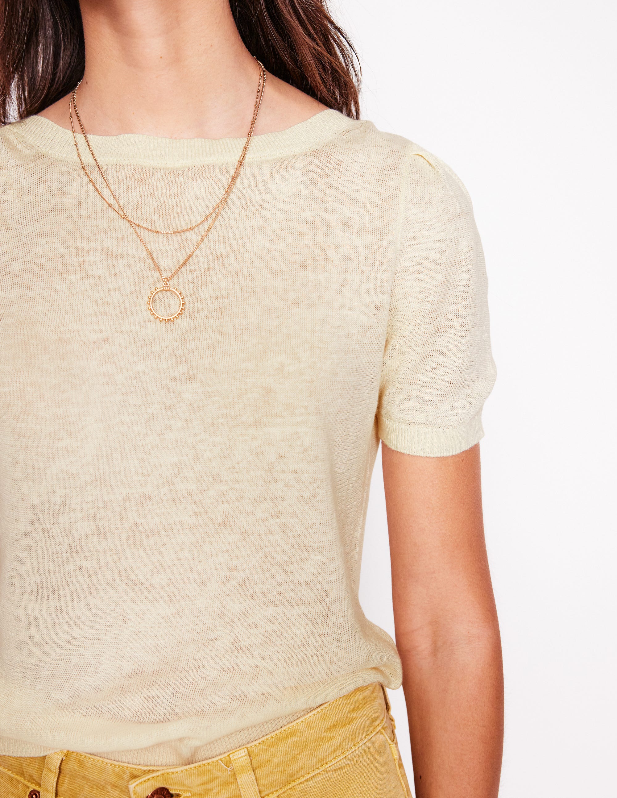 Liv Boat Neck Linen T-Shirt-Warm Ivory - Image 2
