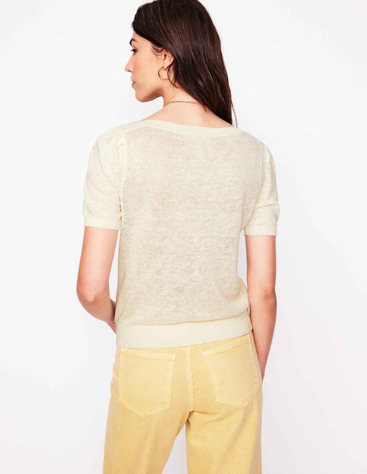 Liv Boat Neck Linen T-Shirt-Warm Ivory
