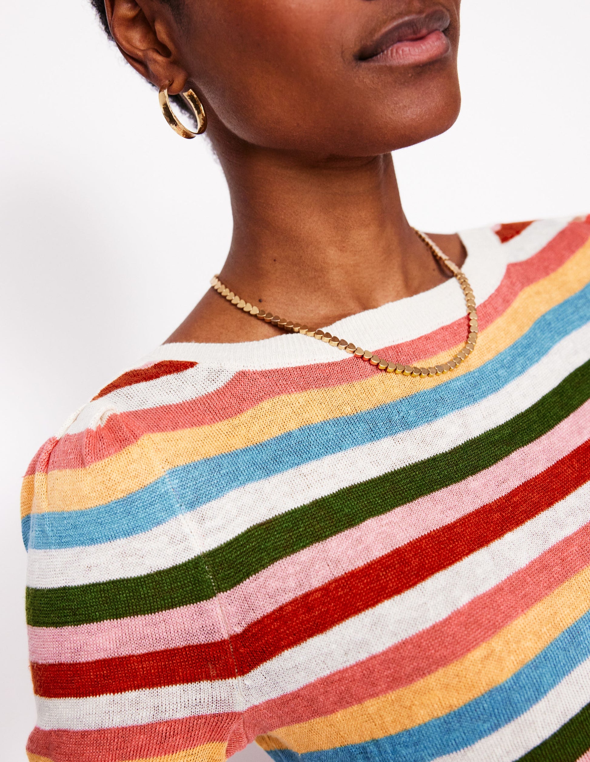 Liv Boat Neck Linen T-Shirt-Soft Multistripe Small-2