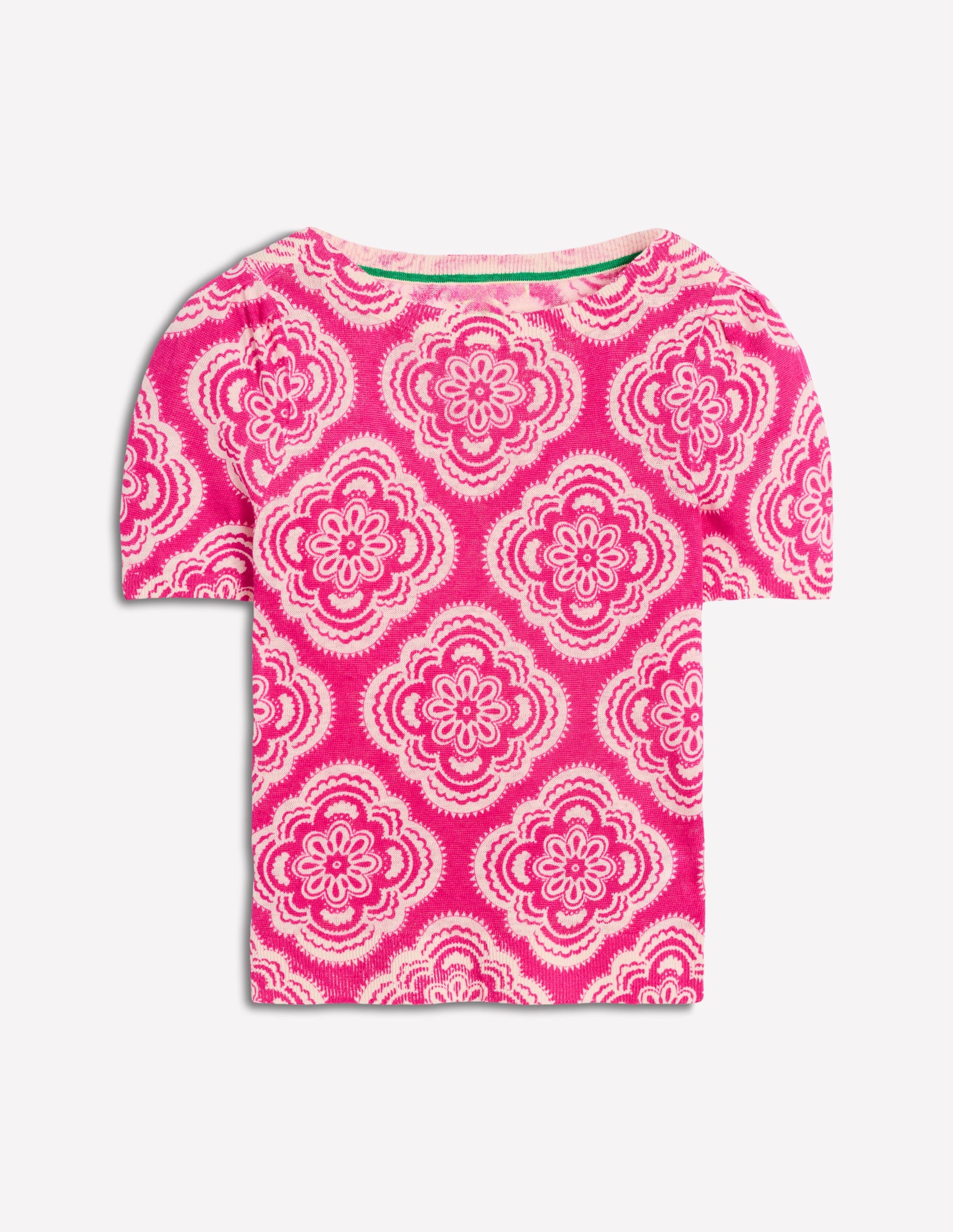 Liv Boat Neck Linen T-Shirt-Pink Peony, Botanic Blush-5