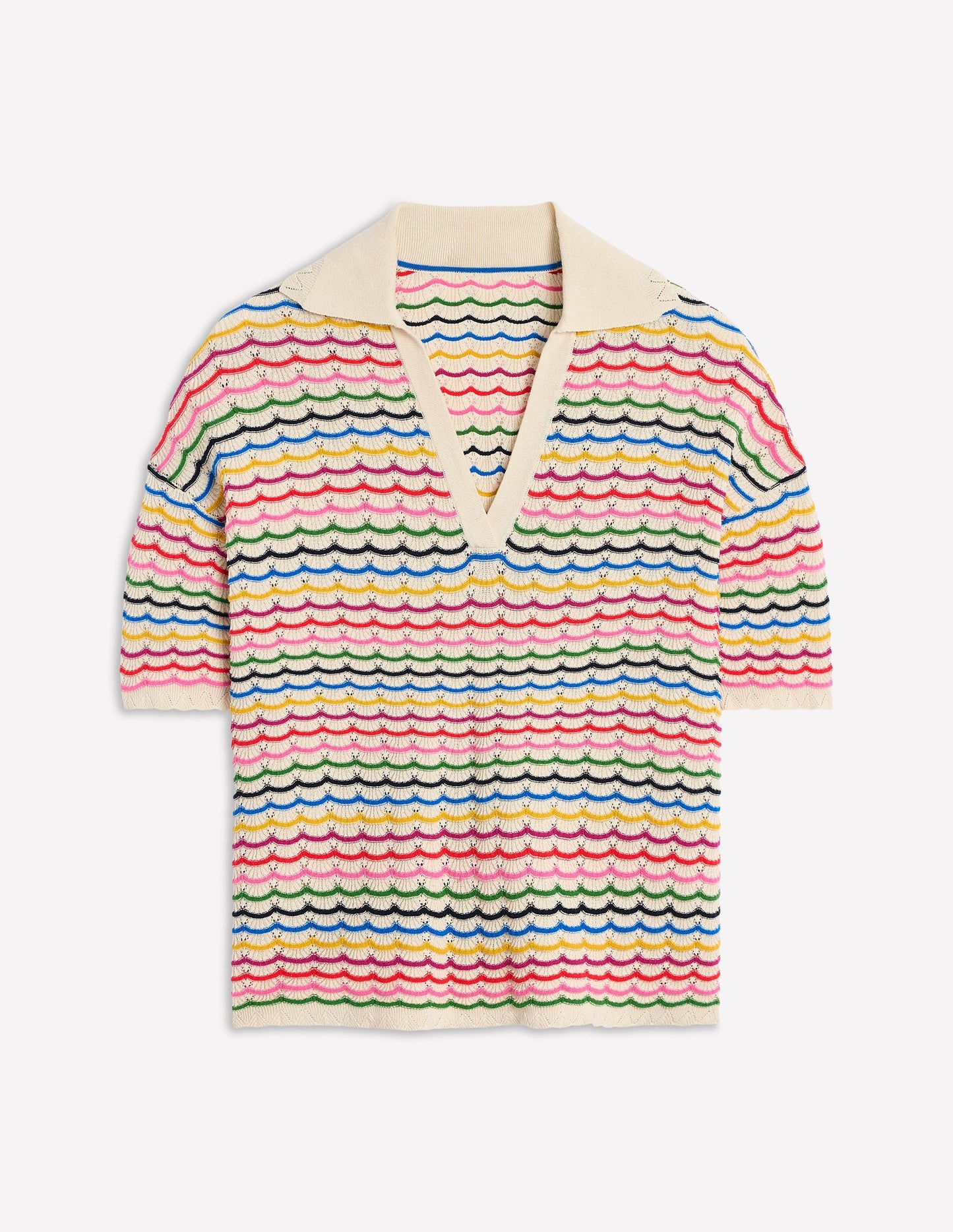 Collared Henley Sweater-Multi, Rainbow