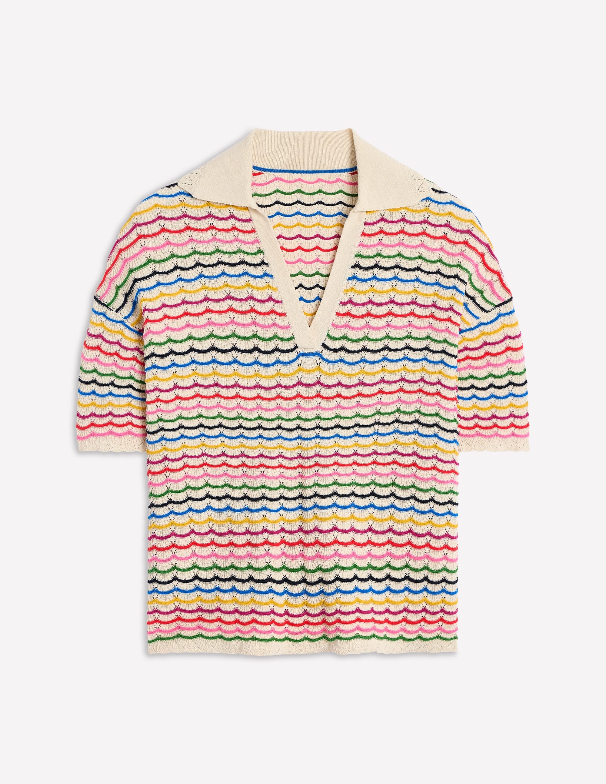 Collared Henley Sweater-Multi, Rainbow - Image 5